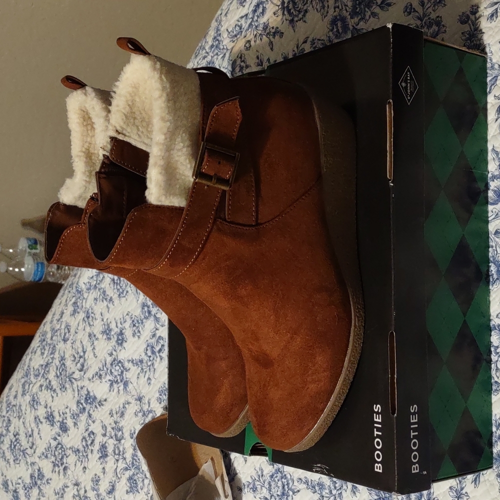 St John's Bay Cognac colored booties 8.5 worn once